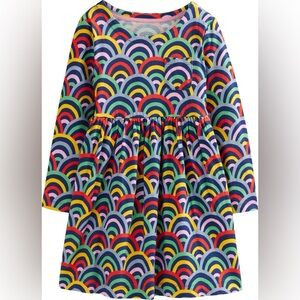 Mini Boden Rainbow Print Long Sleeve Cotton Jersey Dress